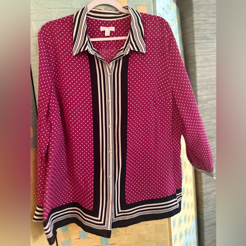 Stripes & Dots Blouse by Charter Club XXL